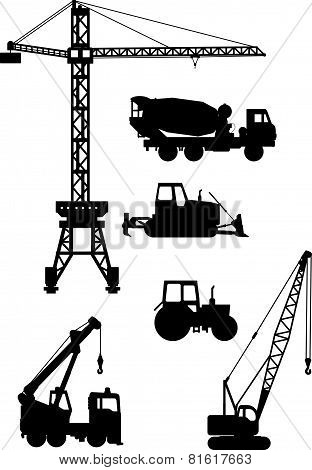 Set of heavy construction machines icons. Vector illustration