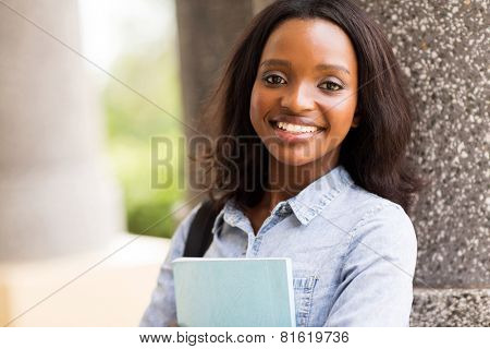 pretty african american college student on campus