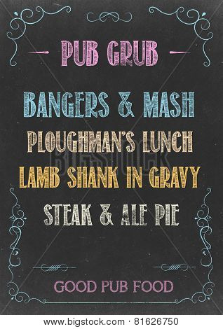 Pub Grub Menu