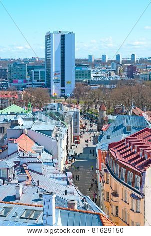 Tallinn. Estonia. Viru Street with Viru Gate