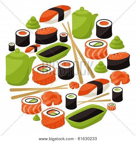 Background with sushi.