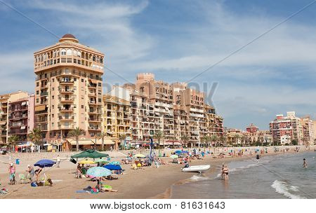 Vacationers on the city beach