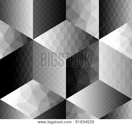 Geometric pattern fron cubes with different surfaces.
