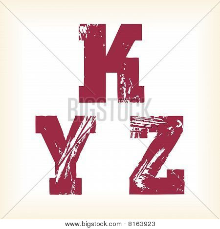 Wektor litery K, Y & Z