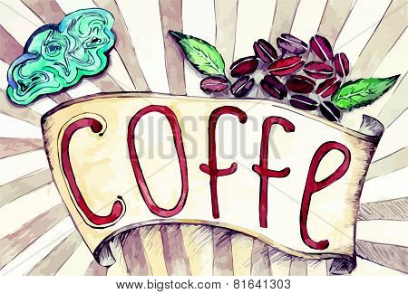 retro ribbon with the inscription of coffee.eps