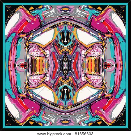 square composition with abstract painting