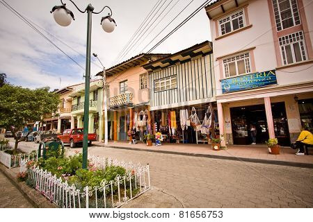 Chordeleg andean village in Ecuador known for their handcraft shops