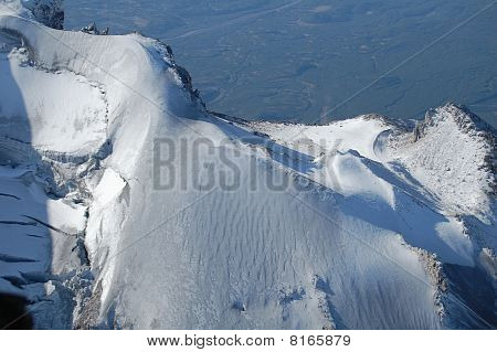 Snowy mountain tops from the bird view
