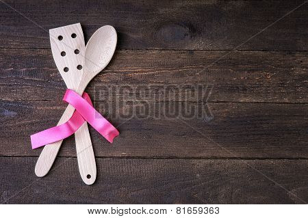 Wooden kitchenware on the table