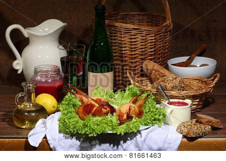 Wine, Cowberry Sauce Also Has Sung On Salad Leaves
