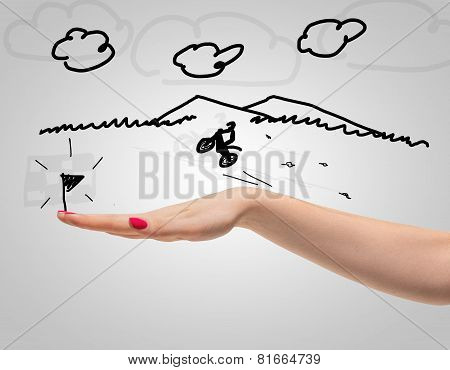Drawing bike rides on hand