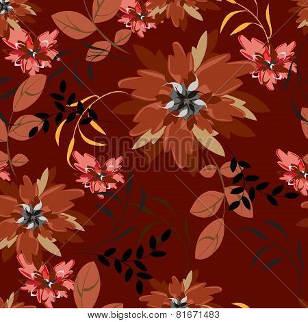 Seamless Floral Pattern Background - Illustration