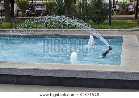 Fountain at garden in Ruse town