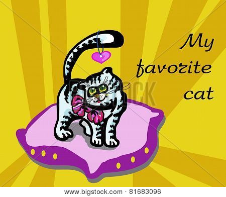 the cat on the pillow