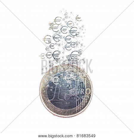 Euro Coin Dissolving As A Concept Of Economic Crysis