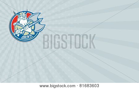 Business Card Viking Raider Barbarian Warrior Axe Circle Retro