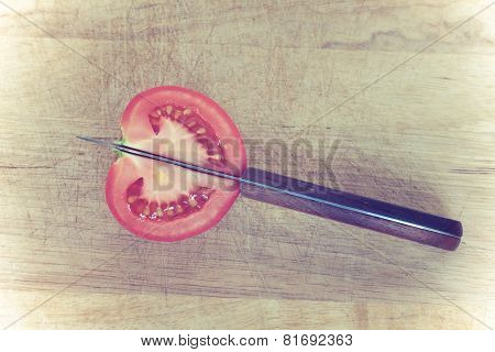Knife Cut Half Cleave Of Red Potato