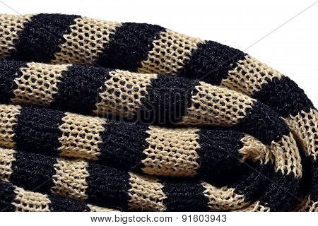 Stack Of Striped Knitted Fabric