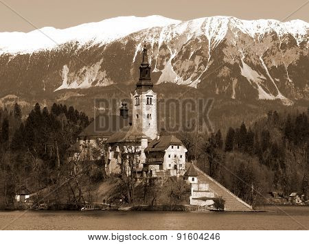Church On The Island Of Lake Bled In Slovenia