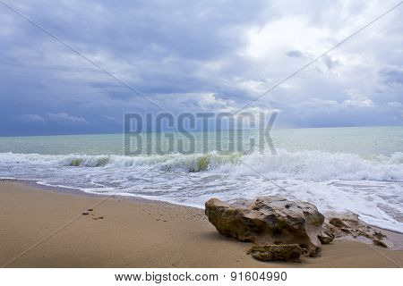 Wave And Stone. Crimean Black Sea Coast