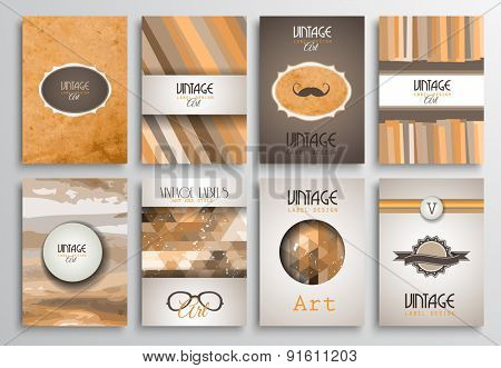 Vintage Styles brochure templates set with Labels. Vintage background to use as frames for advertising. Old dated look.