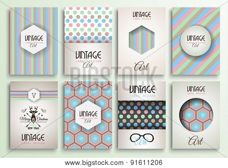 Vintage Styles brochure templates set with Labels. Vintage background to use as frames for advertising. Old dated look.