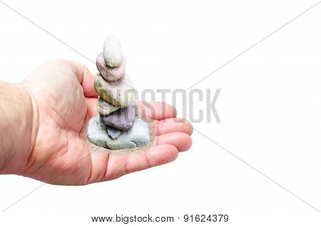 Small Stone Tower In The Palm