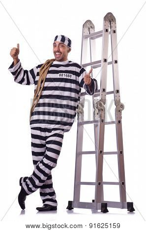Prison inmate isolated on the white