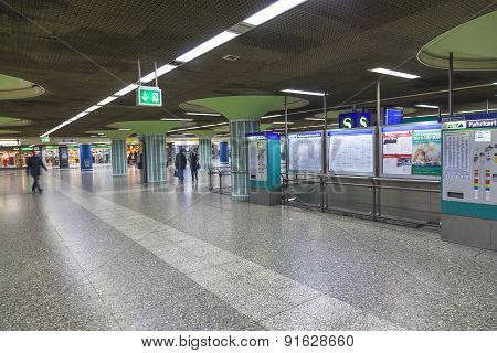People Hurry In The Metro Station Hauptwache