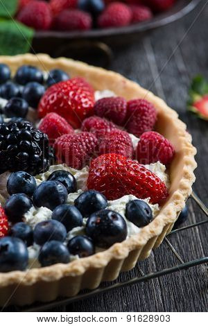 Homemade Tart With Fresh Berries Summer Fruit