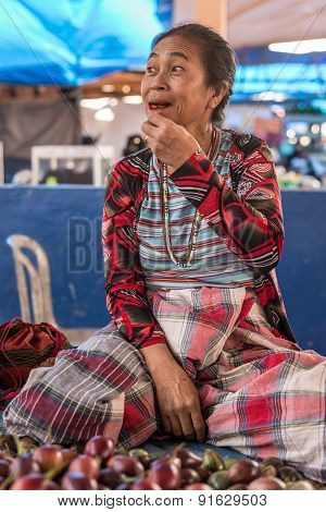 Indonesia: Portrait Of Senior Market Vendor