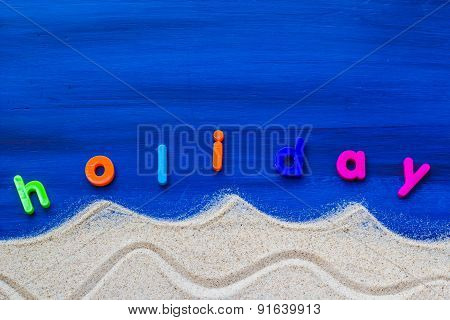 Word Holiday Laid Sand Blue Board