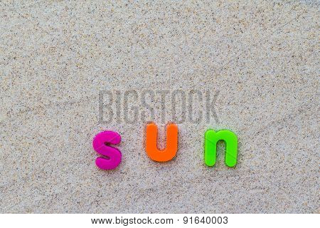 Word Sun Laid Sand Blue Board