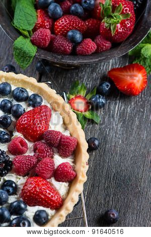 Homemade Tart With Fresh Berries Summer Fruit
