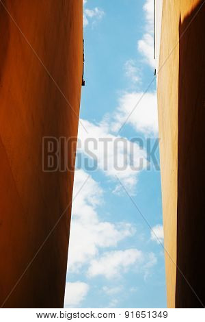 Freedom Concept With Clear Blye Sy Between Two Building Walls