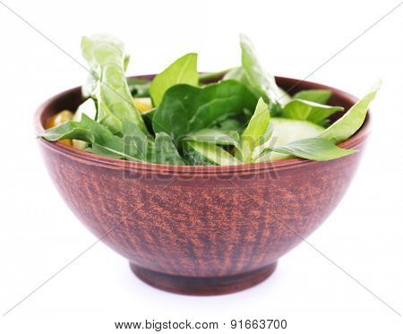 fresh vegetable salad in bowl isolated on white