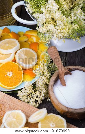 Preparation Of Homemade Elderflower Cordial
