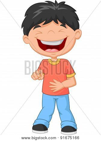 Little boy cartoon laughing and pointing