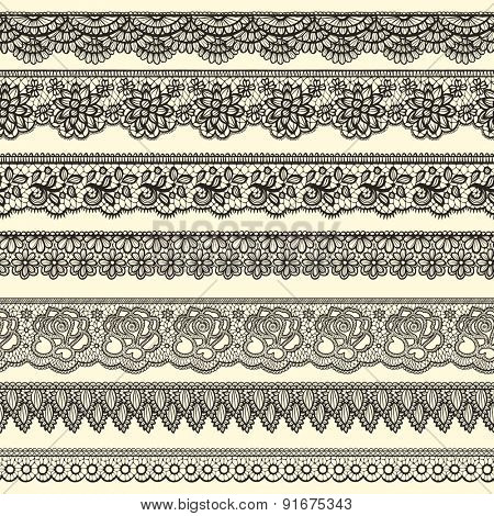 Set of decorative borders stylized like laces