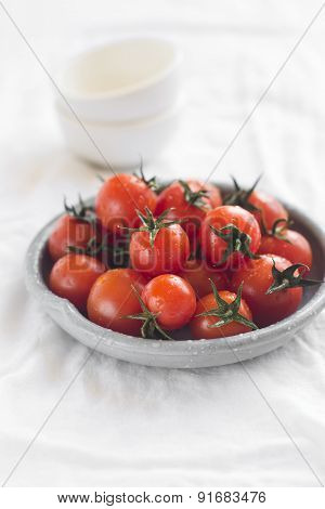 Cherry Tomatoes In A Vintage Plate