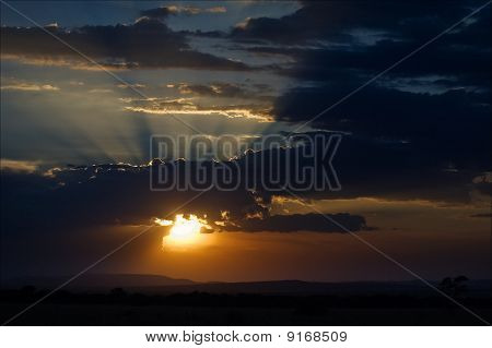 La puesta de sol africano.