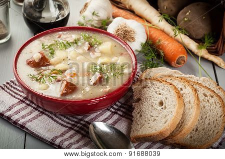 Sour Soup Made Of Rye Flour