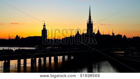 Silhouette of Old Town of Stockholm