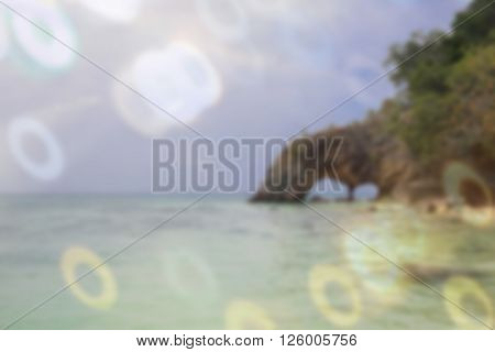 sweet dreamy photo with ring Bokeh beautiful tropical beach at Koh Kai Tarutao National Marine Park Thailand de-focused