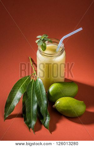 Aam Panna or Salted Green Mano Juice or green kairi panha or kairi pahna, refreshing cold dring in indian summer