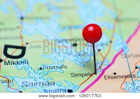 Simpele pinned on a map of Finland