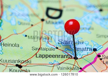 Lappeenranta pinned on a map of Finland