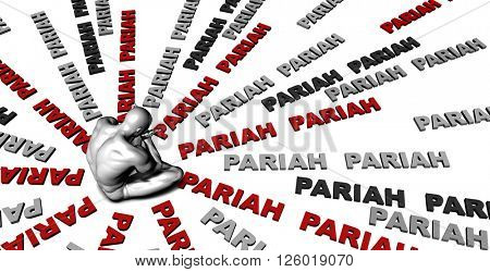 Suffering From Pariah with a Victim Crying Male 3d Illustration Render