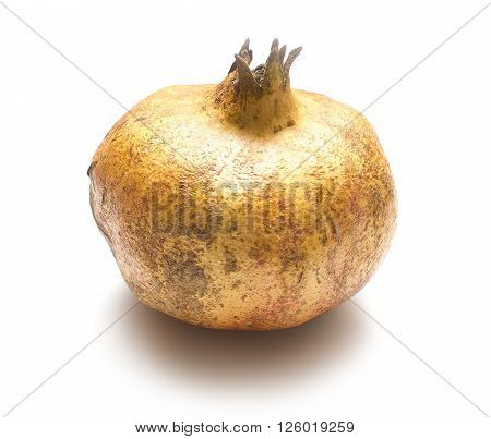 Brown pomegranate fruit isolated on white background.
