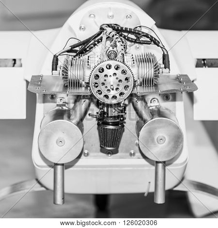 Uncovered engine small plane on a pedestal. Detail.
** Note: Visible grain at 100%, best at smaller sizes